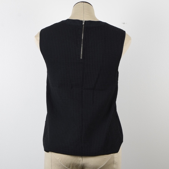 J Crew Pleated Cotton Sleeveless Top Black 0 - Picture 3 of 4